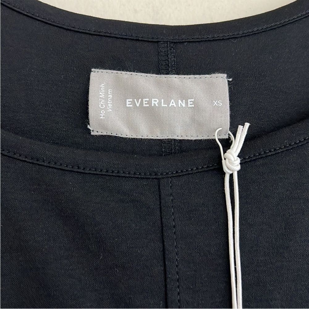 NWT Everlane The Luxe Cotton Seamed Tank Midi Dress in Black Size XS - Picture 2 of 10